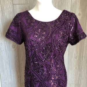 Studio One NewYork Purple Scoop Sequin Party Dress